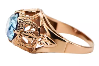 Anneau Aigue-marine Or rose 14 carats vintage d'origine Vintage vrc080r